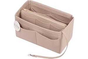 ETTP Purse Organizer Insert, Felt Tote Organizer Insert With Metal Zipper, Handbag Organizer For Speedy, Neverfull, Tote, Handbag, 7 Colors 5 Sizes