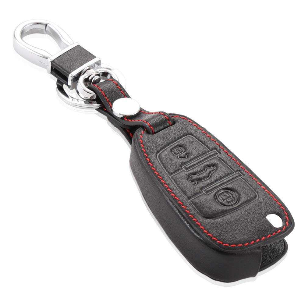 Happyit Leather Car Key Cover Case for Audi Sline A3 A5 Q3 A6 C5 C6 A4 B6 B7 B8 TT 80 S6 3 Buttons Smart Keys Keychain Accessories