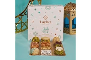 LAYLA'S DELICACIES Layla’s Delicacies Mediterranean Treats Gift Box for Eid Mubarak - Handmade Healthy Mixed Nutty Flavors Pastries - Halal, Vegetarian, Gluten Free - 23 Bite-Size Treats