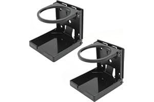 Hoypeyfiy 2 Pcs Adjustable Drink Holder, Folding Universal Car Cup Bottle Holder, Stick on Cup Holder with Screws for Cars Tr