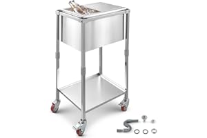 VEVOR Commercial Ice Bin, Underbar Ice Bin, Stainless Steel Ice Chest with Sliding Lid, Bottle Holders, Adjustable Bullet Feet, Cooler Cart Cocktail Unit for Bar Restaurant Pub