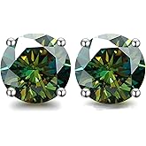 Minkuke Green Stud Earrings for Women 2.0ct Moissnaite S925 Silver Jewelry Gift with Gift Box