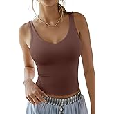 REORIA Tank Tops for Women Double Lined V Neck Summer Casual Basic 2026 Trendy Workout Going Out Clothes