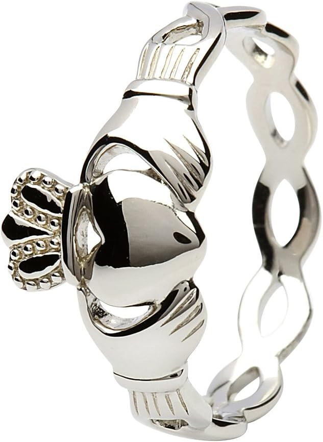 UCTUK Women's Sterling Silver Claddagh Ring with Infinity Band - Made in Ireland