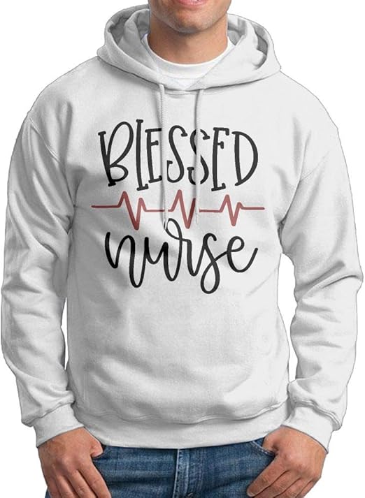 Mens Hoodie Blessed Nurse Sweatshirt at Amazon Men’s Clothing store
