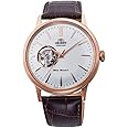 Orient 'Bambino Open Heart' Japanese Automatic Stainless Steel and Leather Dress Watch
