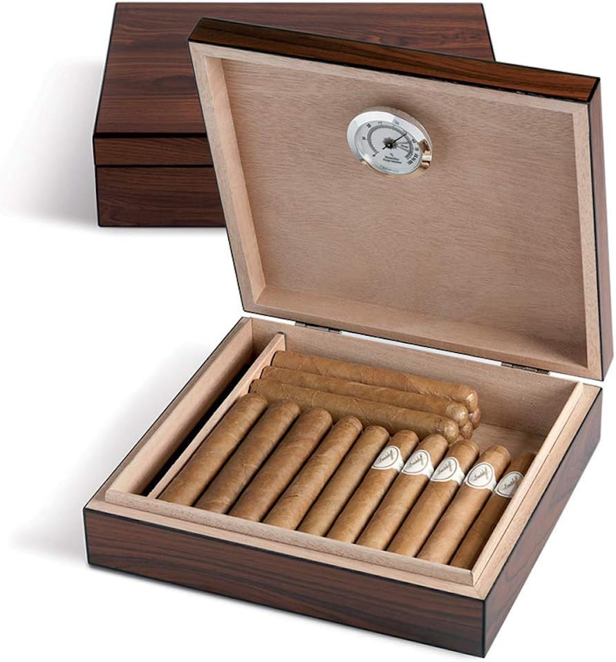 Egoist Premiuem Zigarren Humidor Box aus Holz mit Hygrometer und