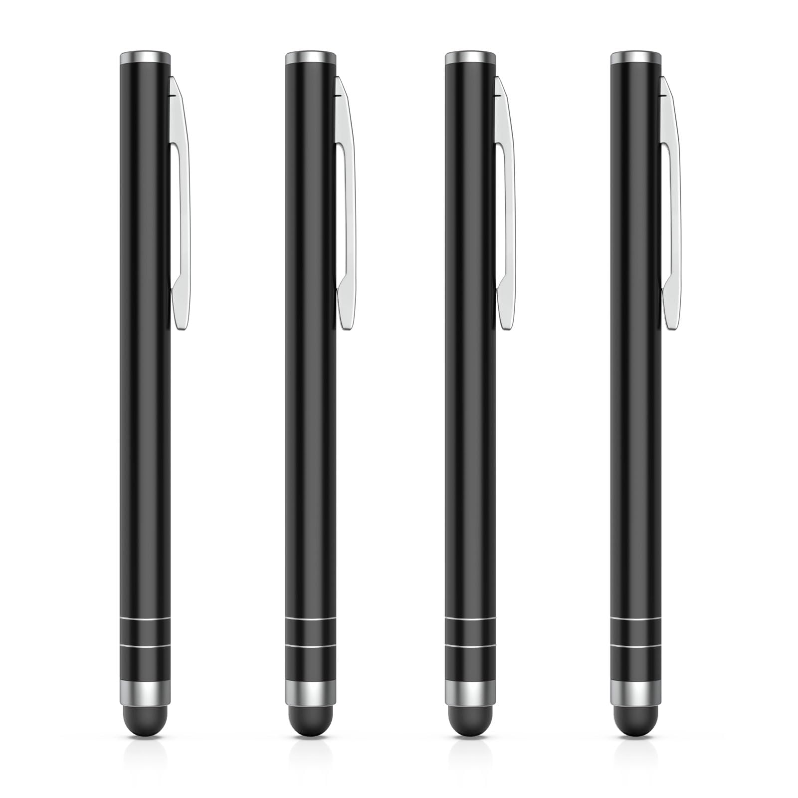 MoKo Stylus Pen(4PCS), Universal Capacitive Touch Screen Rubber Tip Digital Pen Compatible with iPad, iPhone, Samsung, Kindle, All Capacitive Touch Screen Devices Smartphones & Tablets - Black, Black