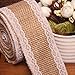 KINGLAKE® 5M Natural Burlap Craft Ribbon with White Lace Craft Jute Hessian for Wedding Belt Strap Home Decor