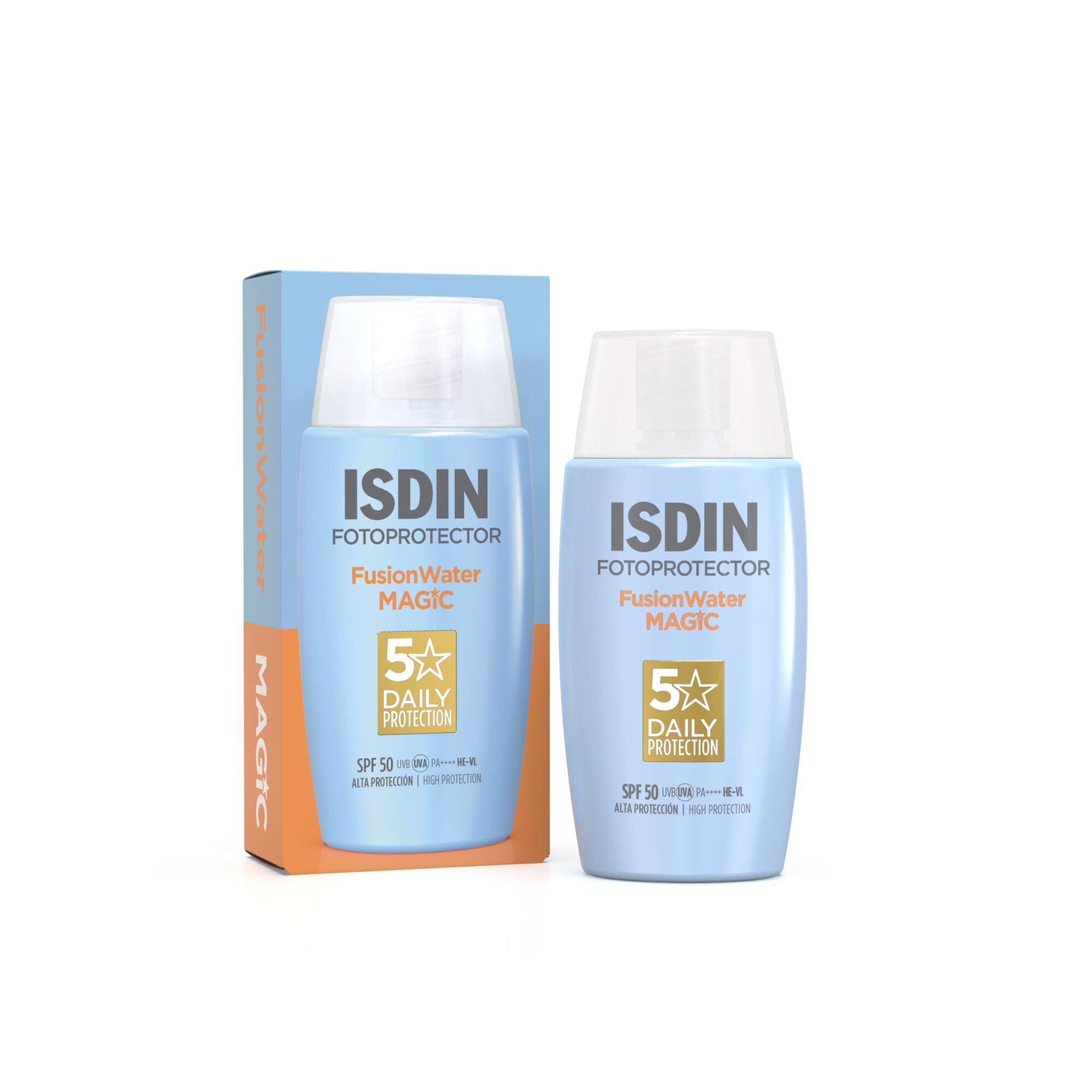 ISDIN Fusion Water Magic SPF50 50ml | Daily facial sun cream | Ultra-light texture (Pack of 1)