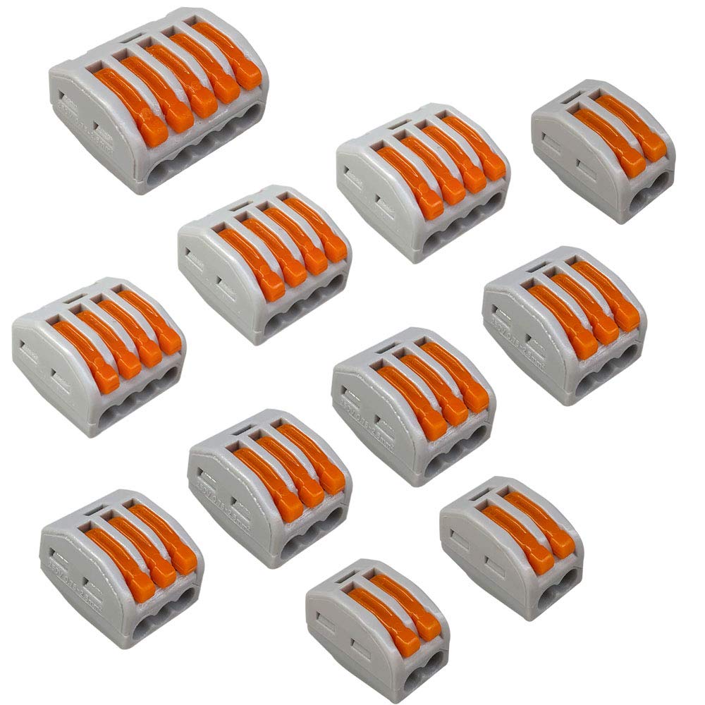 QitinDasen 45Pcs Premium Lever-Nut Wire Connectors, Conductor Compact Wire Connector, Quick Compact Splice Wire Conductor Cable Clamp Terminal Block Spring Connector (PCT-212/213/214/215)