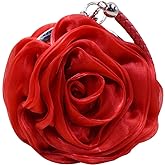 Buddy Women Rose Shaped Clutch Soft Satin Wristlet Handbag Wedding Party Purse