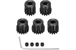 Rebower 5Pcs 32P Steel Pinion Gear Set 12T 13T 14T 15T 16T for 5mm Shaft Hardened Steel Pinion Gear with Screws and Hexagonal