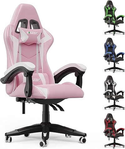 Bigzzia Gaming Chair Ergonomic Office Chair Purple Pink