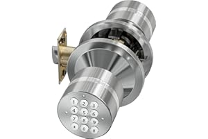 Signstek Keyless Entry Door Lock, Door Knob with Keypad, Smart Code Door Lock, Mute Mode, Passage Function, Easy to Install, Satin Nickel
