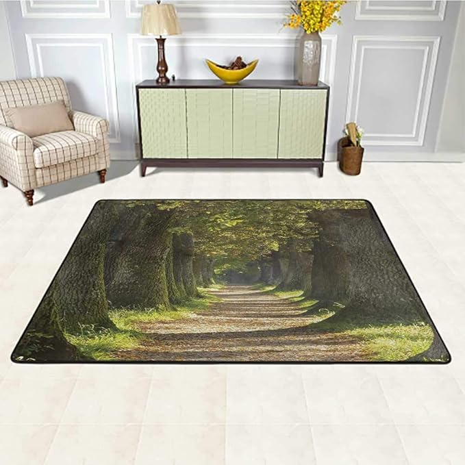 Tree Outdoor Area Rug 2' x 3', Alley with Oak Trees Forest