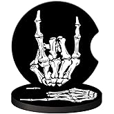 KARREAL 2 Pcs Car Cup Coasters, Funny Rock Skull Hand Universal Non-Slip Rubber Car Coasters for Cup Holders 2.75 inch, Car Interior Accessories for Women Men