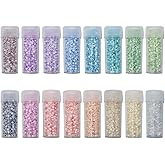 INSPIRELLE Uniform 80 Gram 12/0 (2mm) Cylinder Glass Seed Beads for Craft Jewelry Making, 16 Opaque AB Pastel Colors