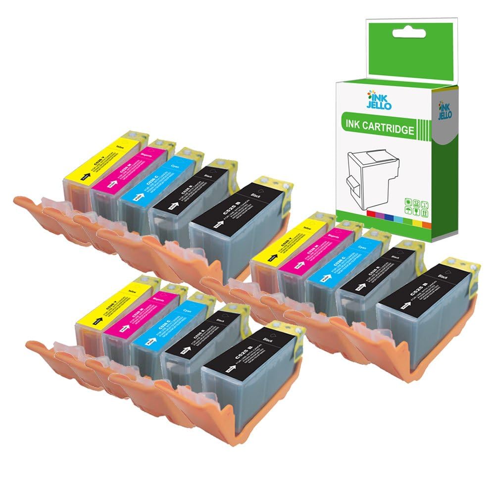InkJello Ink Cartridge For Printer, Compatible With Canon Pixma iP4850 iP4950 iX6550 MG5150 MG5250 MG5300 MG5320 MG6150 MG6250 MG6220 MG8170 MG8150 MG8220 MG8250 MX715 C525/526 (BK/C/M/Y, 15-Pack)