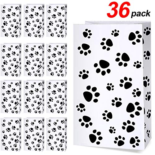 36 Pack Paper Puppy Dog Paw Print Treat Bags, Paw Print Gift Bags Paper Paw Print Goodie Bags Dog Gift Bags Cat Treat Bags for Pet Treat Party Favor