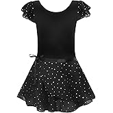 EQSJIU Ballet Leotards for Girls with Removable Skirt Combo Tie Ruffle Sleeve Ballet Dance Dress Outfit 2-12 Years