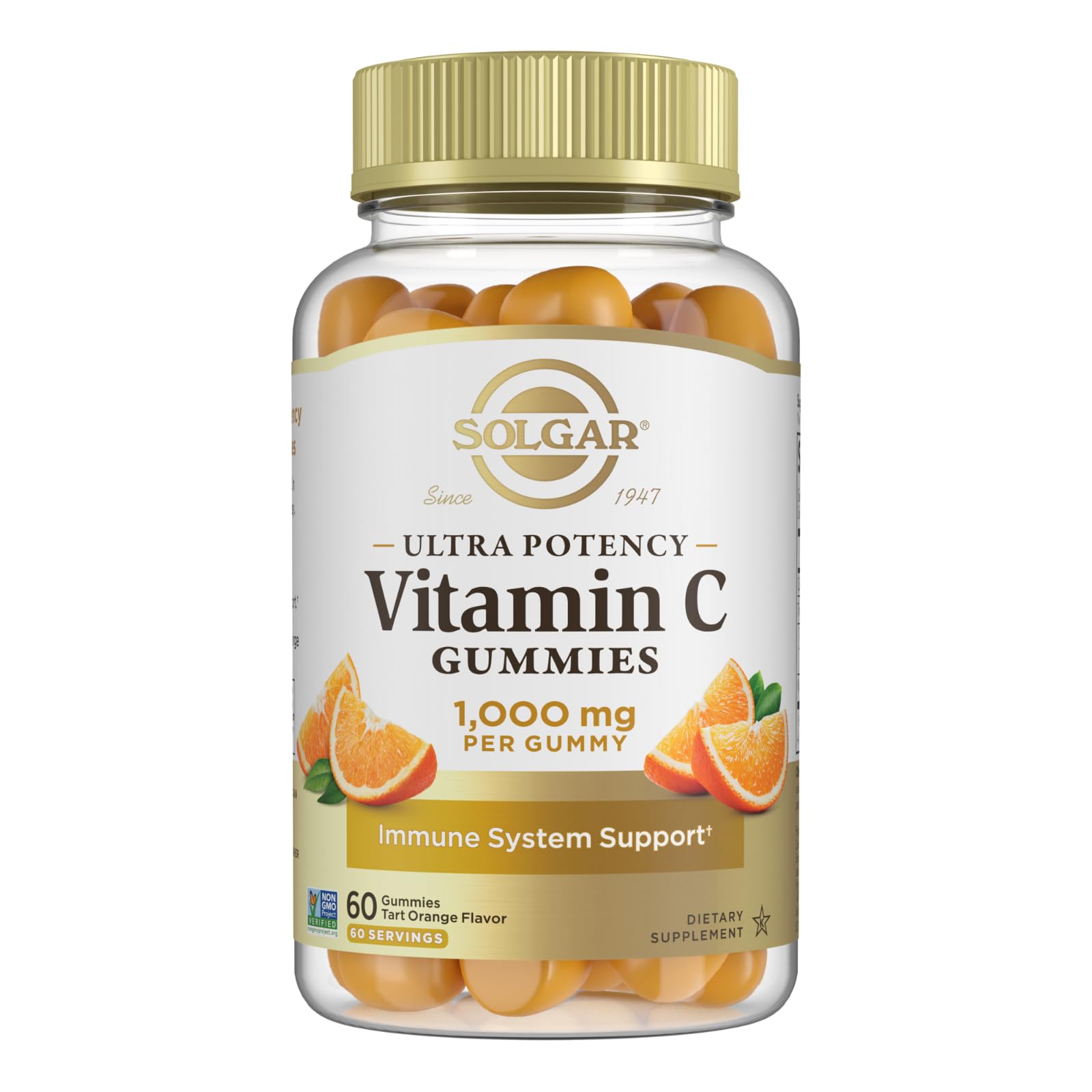 Photo 1 of *1/2026* Solgar Vitamin C Gummies for Adults 1,000mg Ultra Potency Vitamin C Immune System Support for Women & Men - Tasty Tart Orange Flavor, Vegan & Gluten-Free Gummy, 2 Month Supply, 60 Servings, 2g Sugar