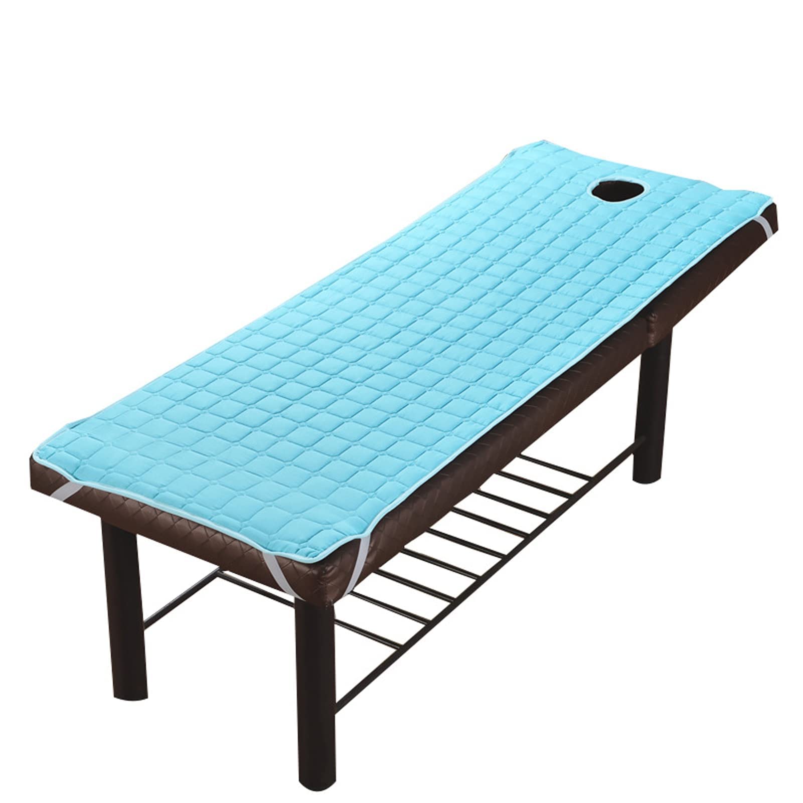 zalati Bed Covers Sheet with Face Breath Hole Polyester Elastic Rubber Cushion for Beauty Massage SPA Treatment 190X70cm - Blue