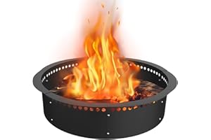 Fiaygro Smokeless Fire Pit Ring, 64 inch Outer/60 inch Inner Heavy Duty Large Solid Steel Firepit Liner for Outside Wood Burning, DIY Campfire Ring Above or In-Ground for Outdoor