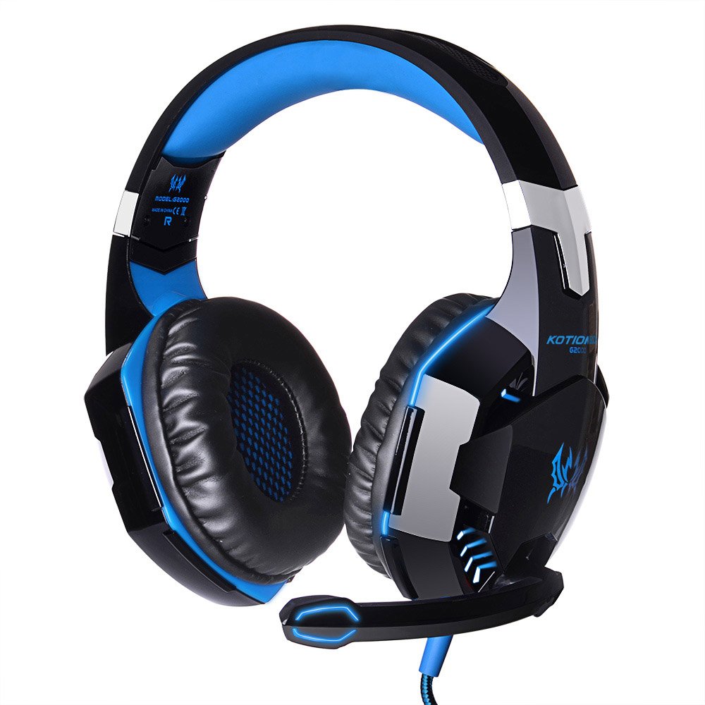 Gaming Headset Microphone PC Headphone Gamer with Mic LED 3.5mm Stereo G2000 for PC Computer Game With Noise Cancelling & Volume Control