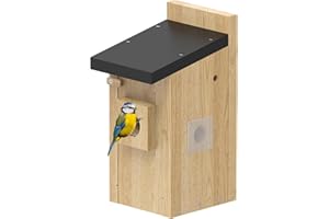 CiKiKWXO Bird Houses for Outside, Wooden Bird House Outdoor with Secure Latch, Fledgling Grooves, Air Vents for Bluebird Wren Finch Swallow Wren Chickadee Cardinals - 7.8"x5.6"x12.7"