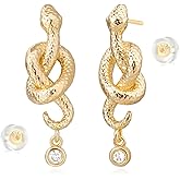 MYEARS Women Snake Earrings Gold Stud Serpent 14K Gold Plated Small Simple Hypoallergenic Everyday Jewelry