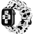 MONOBLANKS Scrunchie Elastic Watch Band Compatible with Apple Watch Band 38mm/40mm/41mm 42mm/44mm/45mm,Thick Elastic Band Replacement for iWatch Series 9/8/7/SE/6/5/4/3/2/1 (Cow, 42mm/44mm/45mm)