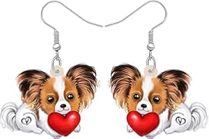 YINYA Acrylic Cartoon Papillon Dog Earrings Puppy Dangle Drop Cute Pets Jewelry Gifts for Women Pets Lovers Charms Decor