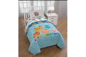 Jay Franco CoComelon 4-Piece Twin Bed in a Bag Sheet Set – Includes Flat & Fitted Sheet, Comforter and a Reversible Pillowcas