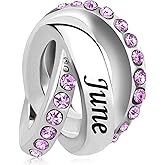 LSxAB Birthstones Charms fits Pandora Bracelet for Women Happy Birthday to January-December Charm for Bracelet Necklace Pendant for Women Jewelry