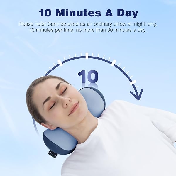 URNEXTTOUR NECK CERVICAL PILLOW CERVICAL TRACTION DEVICE LUMBAR SUPPORT MEMORY FOAM ROLL PILLOW MUSCLE RELIEF SHOULDER PAIN RELAXER BLUE