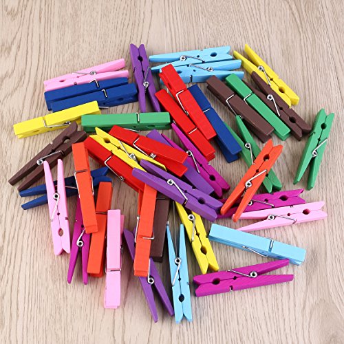 image for OUNONA 40pcs Wooden Clothespins Durable Clothes Pegs Pins, Colorful ph