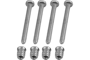 DIAO79NI 4 Pcs Stainless Steel Bolt-On Neck Cross Pan Head Guitar 45mm Screws and M4 Inserts for Guitar and Bass