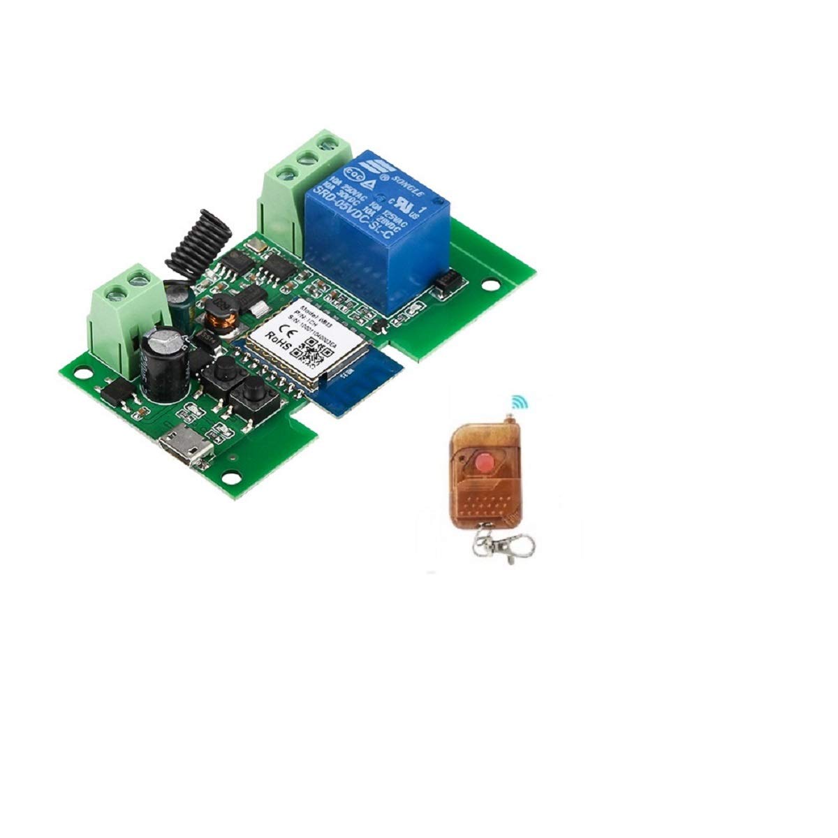 MHCOZY WiFi RF Relay Switch,Set to emulate Both pushbutton with Inching Mode and switches with Self-Locking Mode,WiFi Remote and Voice Control Garage gate Fireplace (Smart Life app, 1CH)