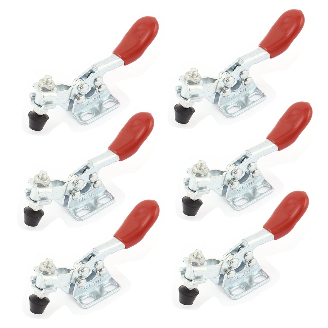 uxcell a15080600ux0448 GH-201 Quick Holding Horizontal Handle Toggle Clamp 27Kg 60 Lbs 6Pcs, Red, Silver Tone