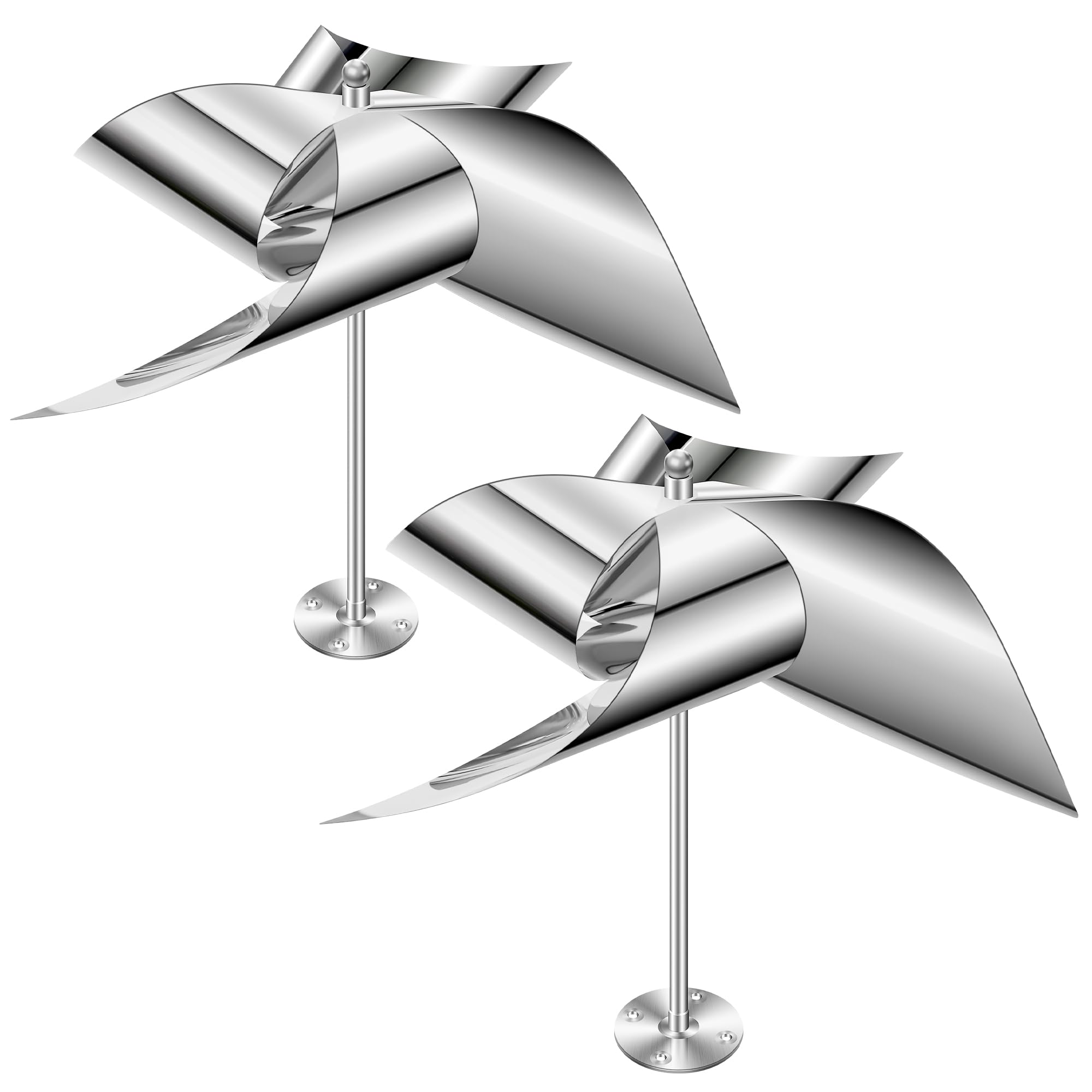 Photo 1 of 2 Pack Reflective Pinwheel Bird Scare Devices,Bird Deterrents for Outside,Stainless Steel Rotate Pinwheels for Yard Garden,Pigeon Deterrent Scare Birds Away for Roof,Vegetable Garden,Windows,Poolside