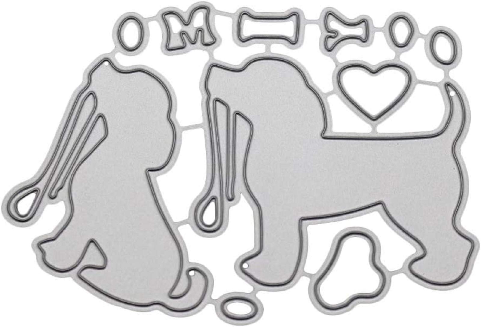 U-horizon Lovely Dog Cutting Dies, DIY Scrapbooking Metal Embossing Stencil Template Mold for Album Paper Card Art Craft