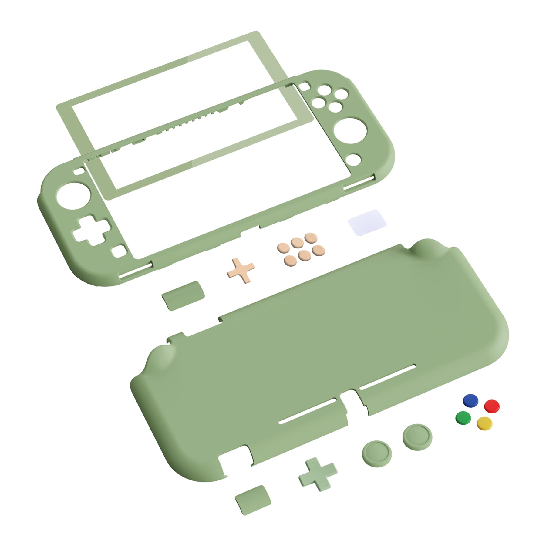 eXtremeRate PlayVital Matcha Green Protective Grip Case for Nintendo Switch Lite, Hard Cover Protector for Nintendo Switch Lite - Screen Protector & Thumb Grips & Buttons Caps Stickers Included