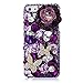 iPhone SE Case,iPhone 5S/5 Case - Mavis's Diary 3D Handmade Luxury Crystal Sparkling Butterfly Lingers Over The Flower Purple Rhinestone Diamond Bling Cover Case for iPhone SE 5 5S