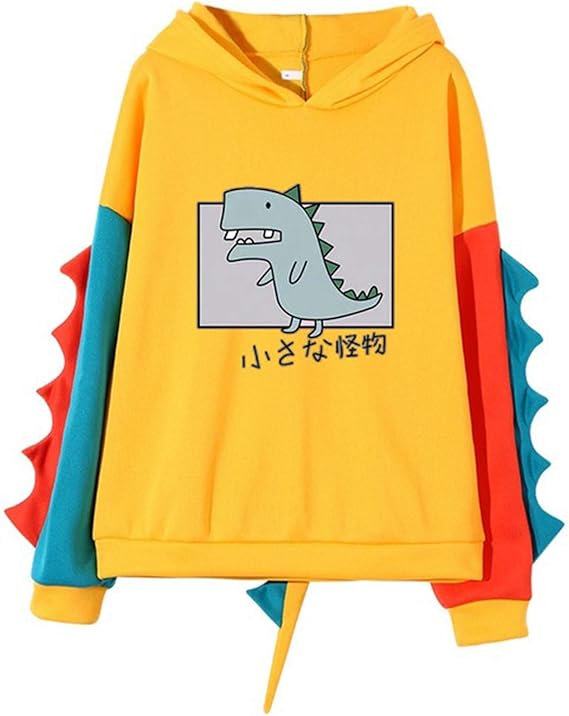 Amazon パーカー レディース Liqiuxiang かわいい 恐竜 パーカー 女性 フード付き トレーナー 韓国風 ゆったり プルオーバー 大きいサイズ カジュアル トップス 創造性デザイン 長袖 おしゃれ 上着 キュート ビックシルエット チュニック 通勤 通学 トレーナー