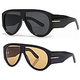 OSAGAMA Trendy Retro Oversized Aviator Sunglasses for Women Men 70s Luxury Designer Thick Classic Sun Glasses