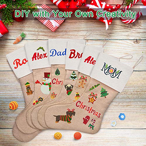 CGBOOM Christmas Stocking, 6 Pack DIY Burlap Xmas Fireplace Hanging Stockings for Family Holiday Home Decor Xmas Party Decorations