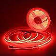 Aclorol Led COB Light Strip 16.4ft Red Flexible COB Strip Lights 12V for Bedroom Tape Lighting 1600Leds/5M for TV Cabinet Closet Other DIY Lighting(Power Supply&LED Dimmer Not Included)