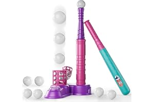 EPPO Tee Ball Set for Kids 3-5|5-8, Kids Baseball Tee, 2 in 1 T-Ball Set, 10 Balls, Toddler T Ball Set with Step on Pitching Machine, Outdoor Sport Toy for Kids 3-12 Years Boys Girls