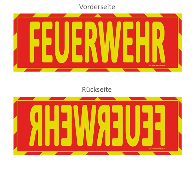 Einsatz-Wendeschild | Feuerwehr | WSB2 Sonnenblende Normal- & Spiegelschrift | Auto KFZ | Warn-Schild |